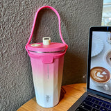 elvesmall  -  Kawaii Sainless Steel Tumbler For Coffee Car Mug Freeze Thermos Vacuum Flask Water Bottle With Straw Keep Cold Hot Cup 600ml