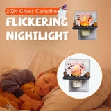 elvesmall Halloween Decoration 2024 New Ghost Bonfire Night Light EU US UK Plug Funny Cute Chost Design Lamp Home Decor