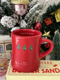 elvesmall  -  Creative Red Christmas Tree Graffiti Waisted Ceramic Mug Simple Handle Niche Design Household Heat-resistant Coffee Cup
