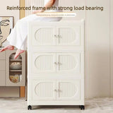 elvesmall Multi-Layer Folding Storage Cabinet, Double Door Storage Box, Transparent Shelf, Home and Bathroom