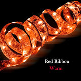 elvesmall  Christmas Decoration LED Ribbon Fairy Lights Christmas Tree Ornaments for Home 2023 DIY Bows Light String Navidad New Year