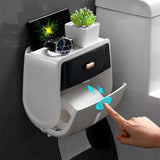 elvesmall Tissue Box Wall Mount Paper Holder Waterproof Toilet Paper Tray Roll Bathroom Accessories Organizer Multifunctional Storage Box
