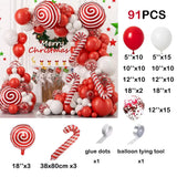 elvesmall Christmas Balloon Garland Arch Kit Red Green Gold Balloons Christmas Party Gift Box Candy Cane Foil Ballon Xmas Party Decoration