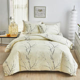 elvesmall Candy Colours Plum Blossom Double Duvet Cover Set 220x240 Soft Skin Friendly Quilt Cover and Pillowcase Queen Blanket Cover Set