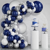 elvesmall Navy Blue White Balloons Arch Garland Kit Silver Confetti Ballon First Birthday Party Decorations Graduation Wedding Baby Shower