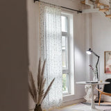 elvesmall  Floral Curtains 1 Panel Short Drapes Tassel Rod Pocket Semi-Sheer Boho Daisy Bedroom Living Room Farmhouse Rustic Window Curtain