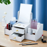 elvesmall New Contains Mirror Drawer Makeup Storage Box Dormitory Finishing Plastic Shelf Cosmetics Skin Care Dressing Table Desktop