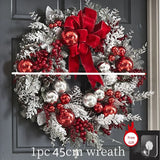 elvesmall Christmas Wreath Rattan Set Christmas Decoration 2025 Red Bow Wreath For Front Door Xmas Decor Flower Garland Outdoor Home Decor