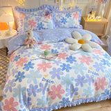 elvesmall Floral Style Bedsheet Set Ruffles Duvet Cover Sets with Pillowcase постельное белье Skin-friendly Bedding Home Bed Linen Sets