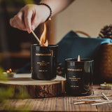 elvesmall 100% Natural Soy Wax Candles Jar Sandalwood Scented Black Candles Glass Container Home Decorative Vase