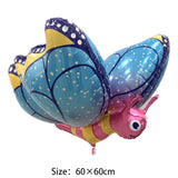 elvesmall Large Butterfly Foil Balloons Blue Laser Butterfly Children Girls Birthday Party Baby Shower Wedding Decor Kids Toy Photo Props