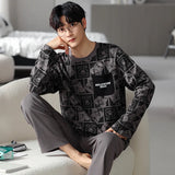 elvesmall  Men Pajamas Suit Pure Cotton Autumn Long Sleeves Breathable Plus-size Sleepwear Male Nightwear Set Spring Winter Gentlemen