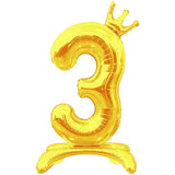 elvesmall  32 Inch Silver Crown Standing Number Aluminum Film Balloon Baby Birthday Party Photo Decoration Props
