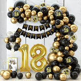 elvesmall Black Gold Balloon Garland Arch Kit Confetti Latex Balloon Happy 18 30 40 50 Year Old Birthday Party Decor Adults Anniversary