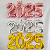 elvesmall 1set Linking Gold Silver 2025 Balloons Aluminum Foil Balloons For New Year Festival Party Anniversary Party Wedding Party Decora