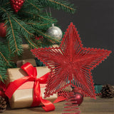 elvesmall 25cm Red Glitter Christmas Tree Topper Iron Star Christmas Decor For Home Xmas Tree Ornaments Navidad New Year 2025 Natal Noel