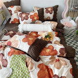 elvesmall Luxury Romantic Flower Bedding Set With Ruffles and Lace for Princess Girls and Women King Size Bed Duvet Sets Full Sheets Quilt