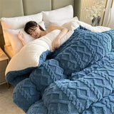 elvesmall  Soft Super Thick Winter Warm Blanket Artificial Lamb Cashmere Weighted Blankets for Beds Cozy Thicker Warmth Quilt Comforter
