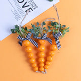 elvesmall  Easter Decor Carrot Wooden Beads Ornament DIY Wreath Pendants Beads String Happy Easter Party Decoration For Home Kids Gift