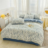 elvesmall Water Washed Cotton Bedding Set Duvet Cover Bed Sheet Pillowcase Printed Four Piece Set Quilt Cover Bedroom Bed Sets King Size