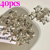 elvesmall 2/50Pcs Y2K Silver Star Hair Clips for Girls Filigree Star Metal Snap Clip Hairpins Barrettes Hair Jewelry Nickle Free Bobby Pin