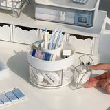 elvesmall Minimalist Desktop Rotating Pen Holder Storage Box Organizer Office Cute Desk Pen Holder Drawer-type Stationery Storage Rack