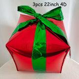 elvesmall 22inch Red Green Christmas Gift Boxes Foil Balloons Lollipop Canes Ball Xmas Decoration Party Favor Christmas Decoration Air Glo