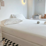 elvesmall Ins Fitted Sheet Soft Washed Cotton Mattress Cover With Elastic Non Slip Bed Cover Simple Bedding 90/120/150/200cm
