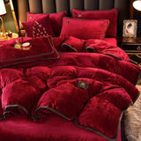 elvesmall Luxury Milk Velvet Ultra-thick Warm Bedding Set for Winter Warmth Skin-friendly Duvet Cover Set King Antistatic Quilt Cover Sets