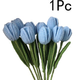 elvesmall Hand Woven Tulip Crochet Flower Diy Hand-knitted Flower Bouquet Wedding Party Decoration Home Table Decoration Festival Gifts