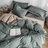elvesmall Solid Color Bedding Set Duvet Cover Flat Sheet Pillowcases Home Textile Pillowcases For Adults Kids Simple Bed Linen