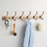 elvesmall New Antique Relief Wall Mounted Coat Hook 5-row Clothes Hooks Behind-door Bag Key Storage Rack Bathroom Towel Rack 2023