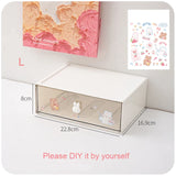 elvesmall Cute Desk Organizer Drawer With Sticker Kawaii Plastic Office Table Organizer Stationery Storage Box Container For Home School