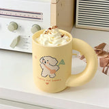 elvesmall  -  Design Cream Color Mug Korean Ins Style Cartoon Rabbit Creative Milk Coffee Cup Household Simple Dessert Ice Cream Cup