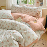 elvesmall Bedding Set with Pillowcase bed sheet Single Full Size Bed Linen Washed Cotton Duvet Cover Set Queen/King Double Size