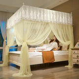 elvesmall  Embroidery Lace Palace Mosquito Net with Stainless Steel Bracket Square Princess Mosquito Tent for Bed Double Bed Nets Canopy