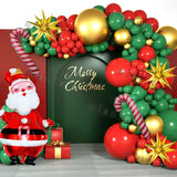 elvesmall Christmas Balloon Arch Set Candy Cane Aluminum Film Red Green White Father Christmas New Year Balloons Party Decoration Gifts