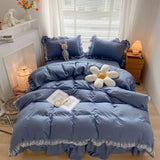 elvesmall  Princess Bed Skirt Ruffled Bed Skirt Bedding Set Quilt Cover Sheet Pillowcase Simple Bed Linens Solid Color Girl Kids Decor Home