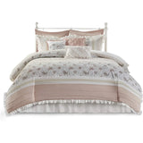 elvesmall  100% Cotton Comforter Set-Modern Cottage Design All Season Down Alternative Bedding Bed Linen Set Blue 9 Piece Freight free