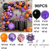 elvesmall 156Pcs Halloween Balloons Garland Kit Pumpkin Foil Ballon Double Stuffed Balloons Arch Kit 3D Scary Bat Decor Globos Decorations