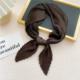 elvesmall Women Pleated Satin Scarf Headscarf Neckerchief Skinny Ribbon Square Hair Tie Band Kerchief Satin Foulard Scarves Decorative