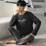 elvesmall  Men Pajamas Suit Pure Cotton Autumn Long Sleeves Breathable Plus-size Sleepwear Male Nightwear Set Spring Winter Gentlemen