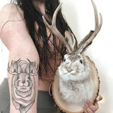 elvesmall  Antlers Rabbit Head Statue Home Decoration 3d Abstract Sculpture Wall Pendant Animal Statues Room Mural Art Craft Ornaments