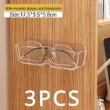 elvesmall Glasses Display Cabinet Sunglasses Storage Box Wall Mounted Perforated Free Sunglasses Storage Glasses Rack Home Tidying