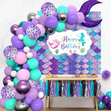 elvesmall Macaron Purple Green Blue Latex Balloons Mermaid Arche Ballon Anniversaire Happy Birthday Globos Party Decoration Girl Arch Kit