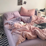 elvesmall Solstice Home Textile Solid Light Blue Bed Flat Sheet Pillowcase Duvet Cover Bedding Set Girl Kid Teenage Bed Linen Bedclothes