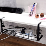elvesmall Under-desk Cable Management Rack Hanger Punch free Hanging Wire Storage Organizer Wire Power Board Adapter Holder Basket Shelf