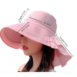 elvesmall Women's Summer Hat for The Sun Wide Brim UV Neck Protection Solar Beach Bucket Hats Foldable Ponytail Travel Panama Caps Female