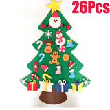 elvesmall  Felt DIY Xmas Tree Christmas Tree Gift with Fairy String Lights Detachable Ornaments Wall Hanging Xmas Decorations Accessories