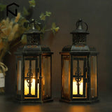 elvesmall Vintage Nordic Candle Holder Lanterns Candles Aesthetic Hanging Lantern Iron Lantern Black Home Decor Wedding Room Decoration